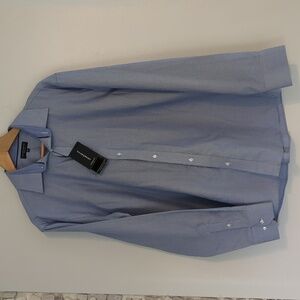 NWT Taylor & Wright Shirt Mens 16.5 Blue Houndstooth Button Down Long Sleeve